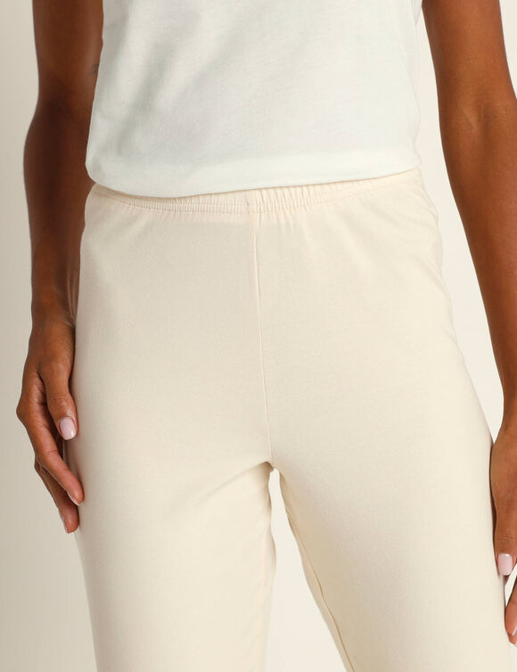 Legging bootcut uni, taille élastiquée (écru)
