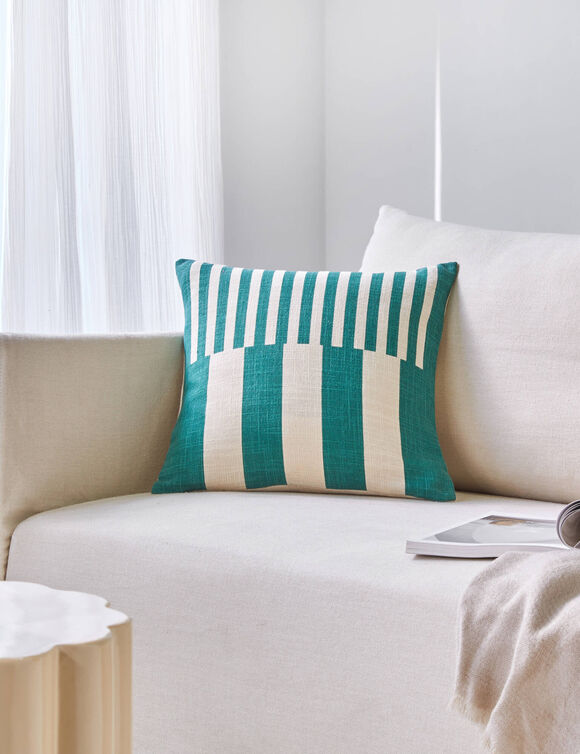 Coussin imprim&eacute; rayures (vert)