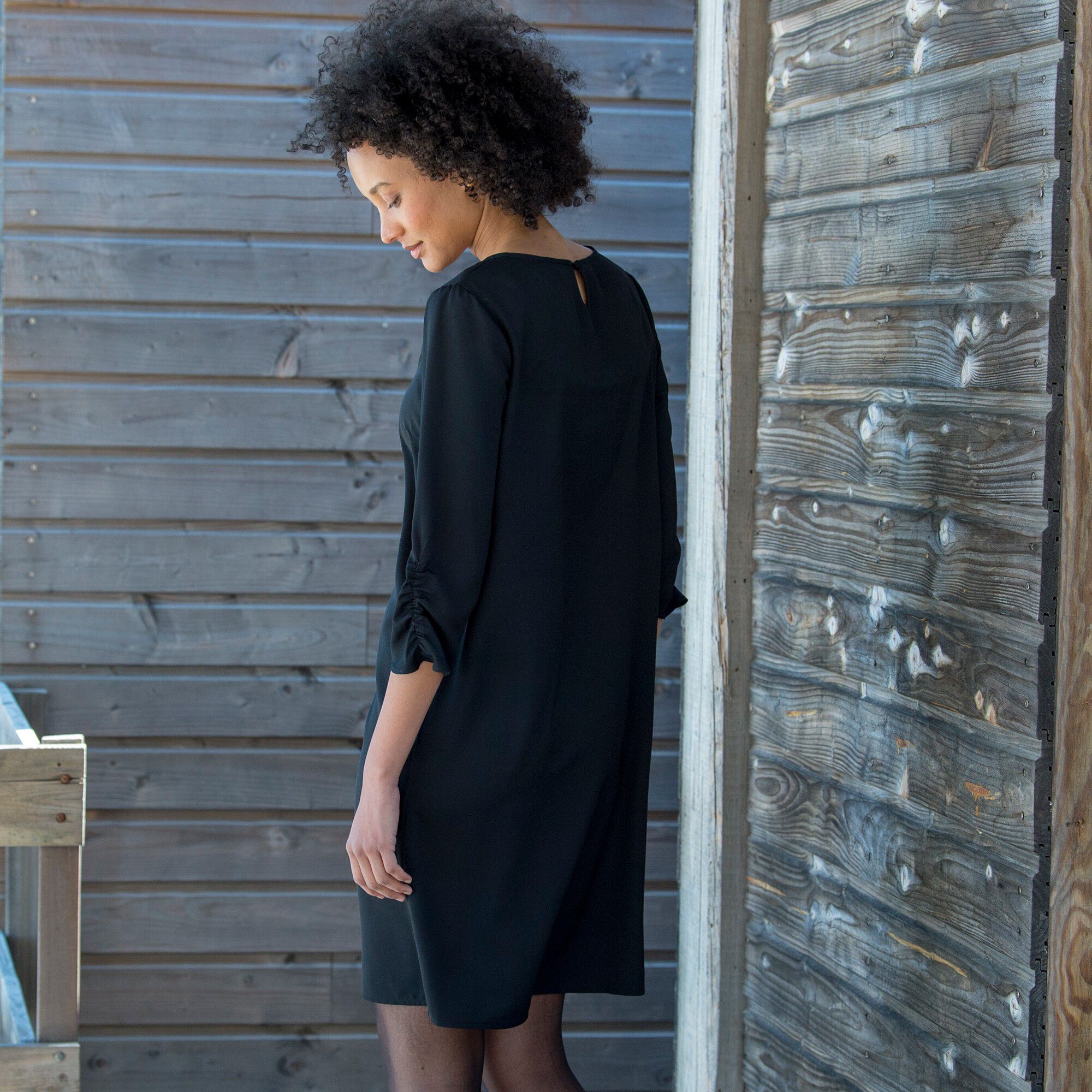 Robe housse unie manches 3 4 noir Blancheporte