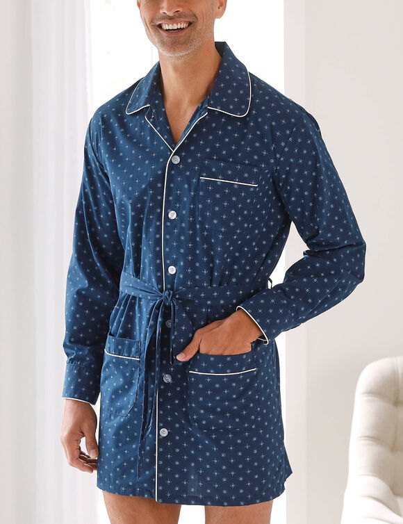 Bedrukt pyjamajasje - popeline van polykatoen (marine)