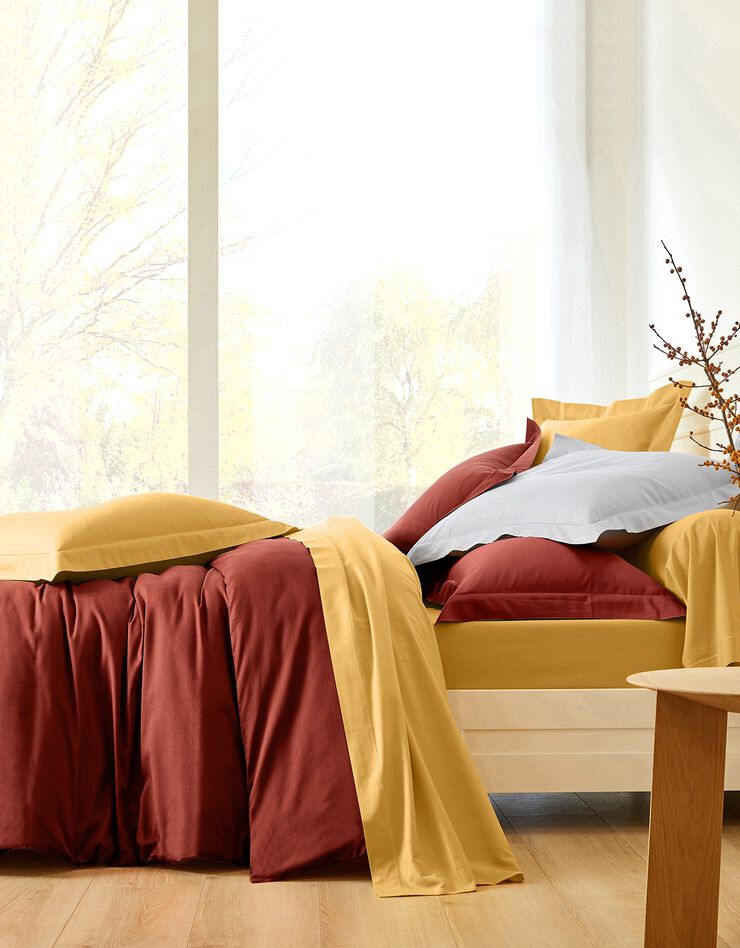 Linge de lit uni coton (terracotta)