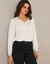 Blouse détails dentelle, crêpe (blanc)