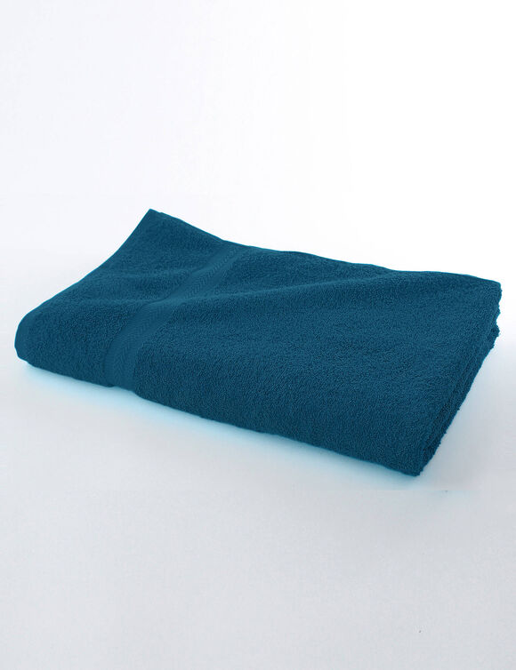 Collection serviettes de bain unies 420 g/m2 confort moelleux (bleu paon)