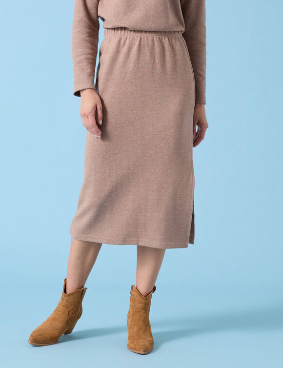 Jupe Spécial Petites, maille grattée (noisette chiné)