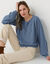 Trui met ronde hals en geschulpte afwerking (denim blauw)