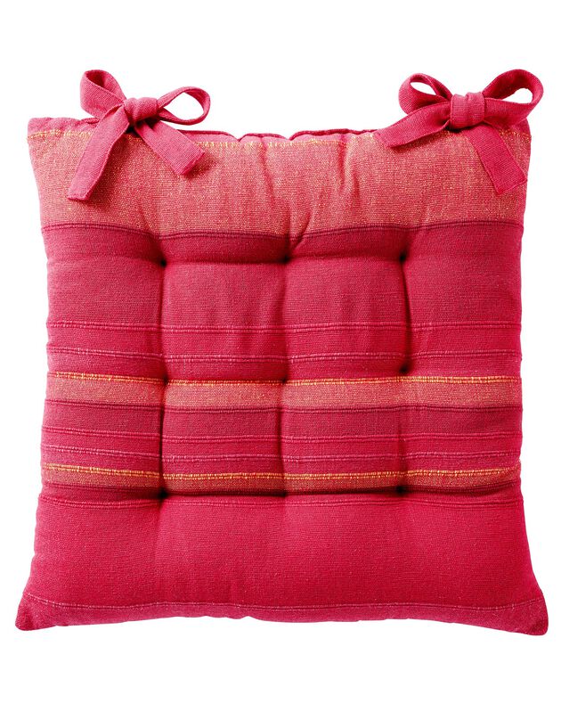 Galette de chaise carrée rayée - lot de 2 (rouge)