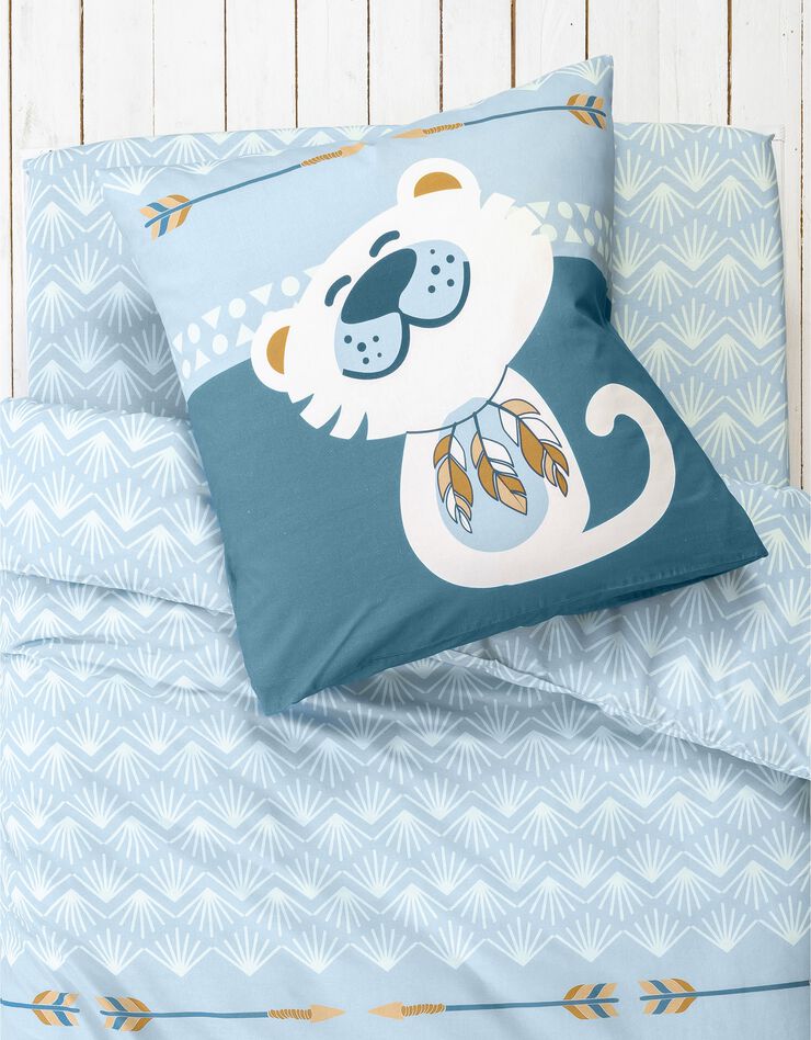 Linge de lit enfant à motifs chats Chaplu 1 personne - coton, bleu, hi-res image number 1
