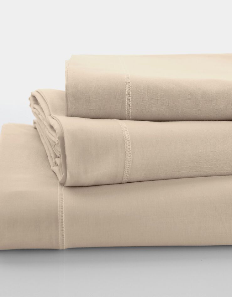 Linge de lit uni polyester-coton Colombine (sable)