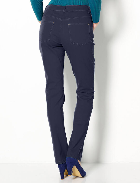 Pantalon droit stretch uni (marine)