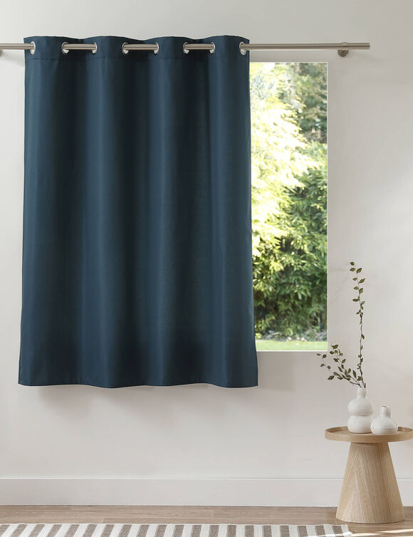 Rideau isolant uni envers polaire finition oeillets (bleu paon)