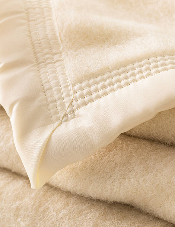 Couverture bicolore pure laine 600 g/m² (écru)