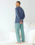 Pyjama col tunisien bi-mati&egrave;re  (bleu gris&eacute; / aqua)
