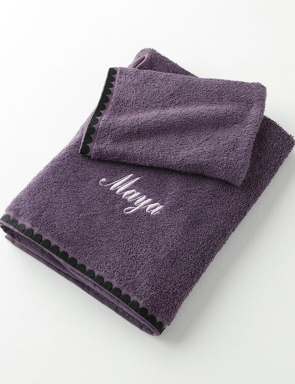 Handdoeken met fantasieborduursel, personaliseerbaar - 420 g/m2 (aubergine)