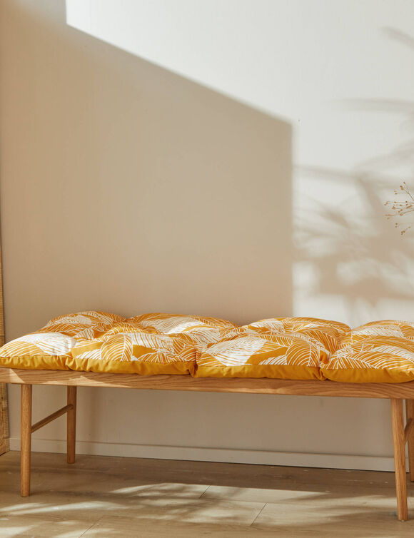 Long coussin déco imprimé feuillage (jaune)