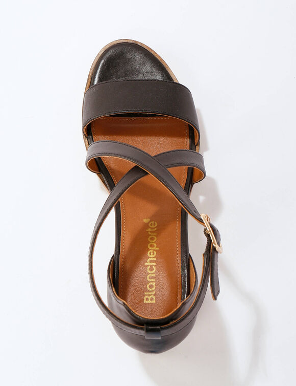 Leren sandalen met hak (zwart)
