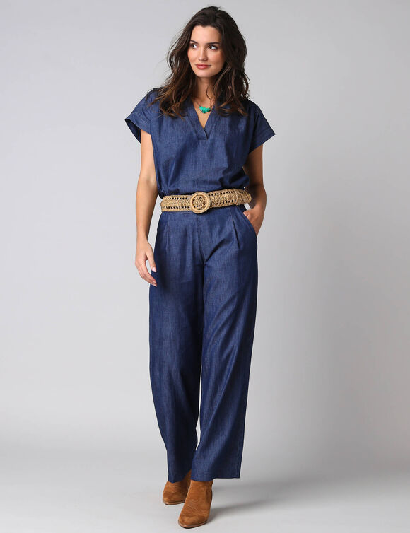 Wijde broek in licht denim (stone)