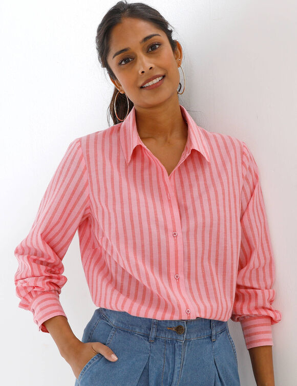 Chemise ray&eacute;e bicolore  (roze / rood)