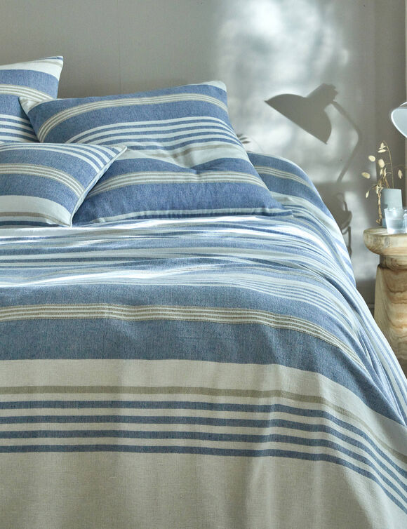 Veelkleurig artisanaal geweven sprei of plaid (blauw)
