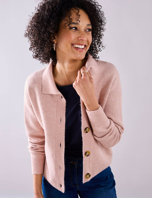 Gilet veste boutonné, polyester recyclé** (rose grisé)