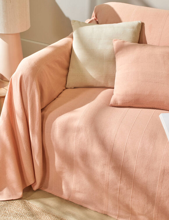 Housse coussin unie coton tissage artisanal - lot de 2 (rose)