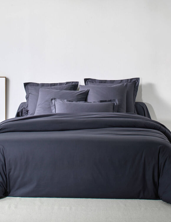 Effen bedlinnen in katoen (inktblauw)