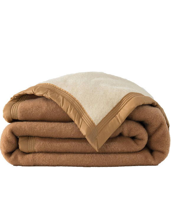 Couverture bicolore pure laine 800 g/m² (chamois)