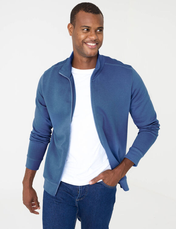 Sweat enti&egrave;rement zipp&eacute; uni (bleu)