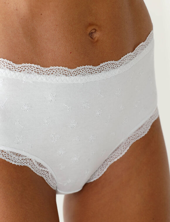 Maxislip met hoge taille in katoen en stretchkant - set van 3 (wit)