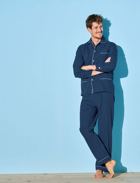 Pyjama imprimé popeline polycoton  (marine)