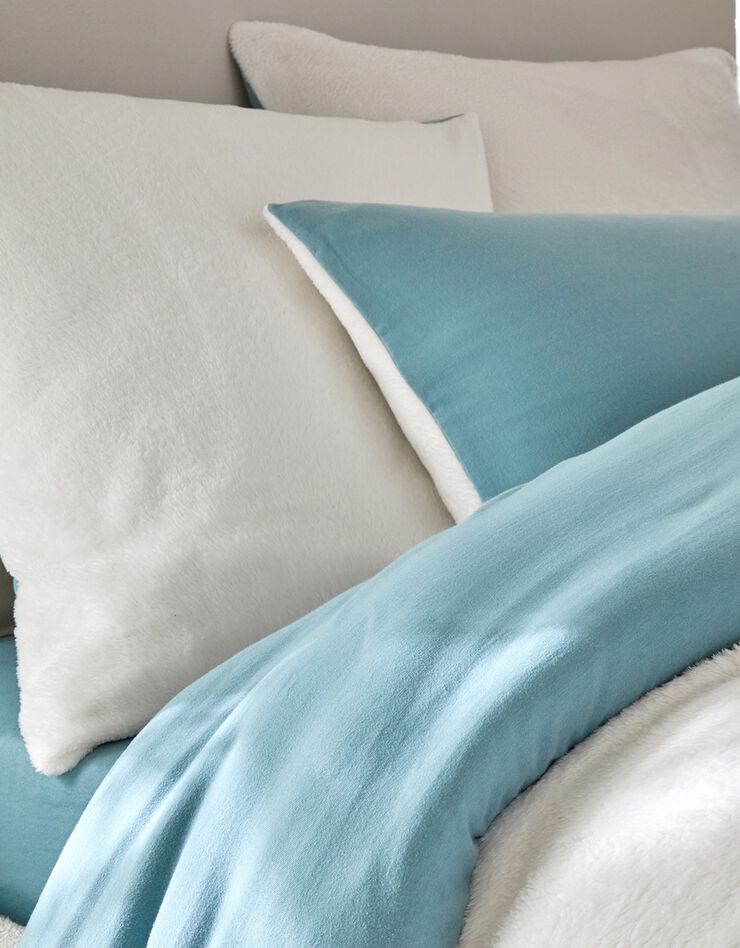Omkeerbaar bedlinnen in jerseyfleece met pluchetouch (blauw)
