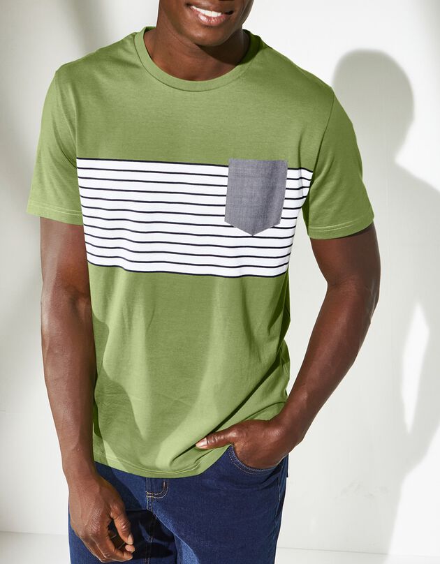 Tee-shirt rayé manches courtes (vert)
