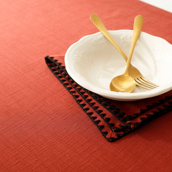 Nappe unie coton finition fantaisie (terracotta)