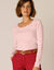 Effen T-shirt met lange mouwen in biokatoen(**) (poederroze)