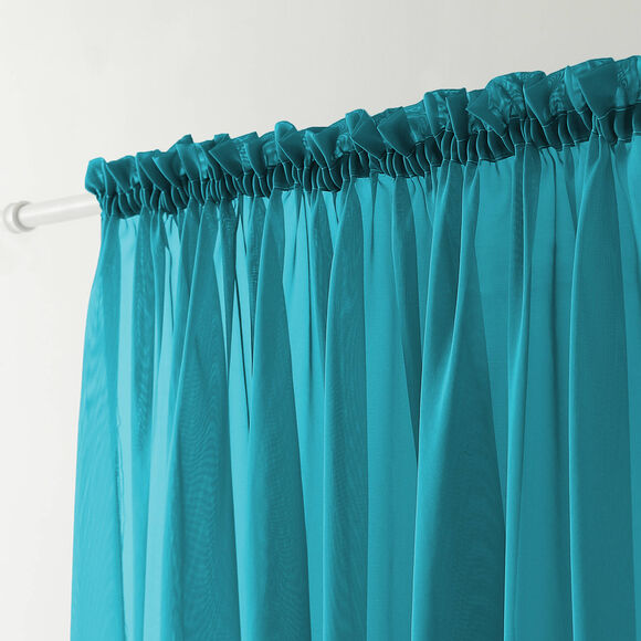 Panneau voile uni finition galon fronceur (bleu canard)