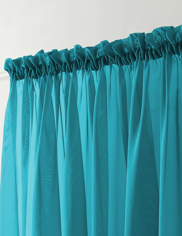 Panneau voile uni finition galon fronceur (bleu canard)