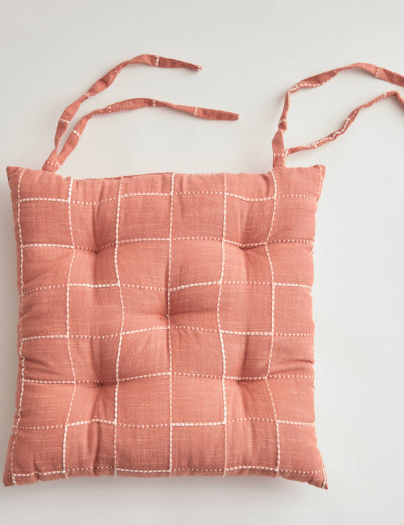 Vierkante stoelkussens met geruit patroon - set van 2 (terracotta)