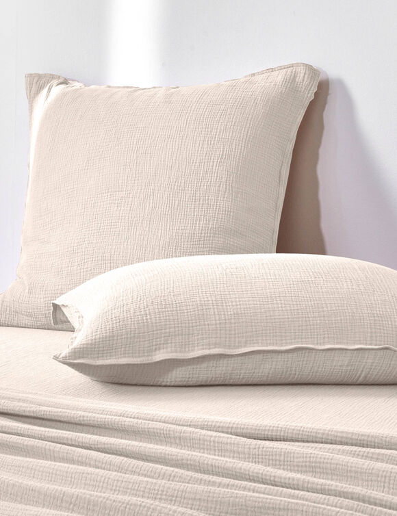 Linge de lit uni - double gaze de coton (sable)