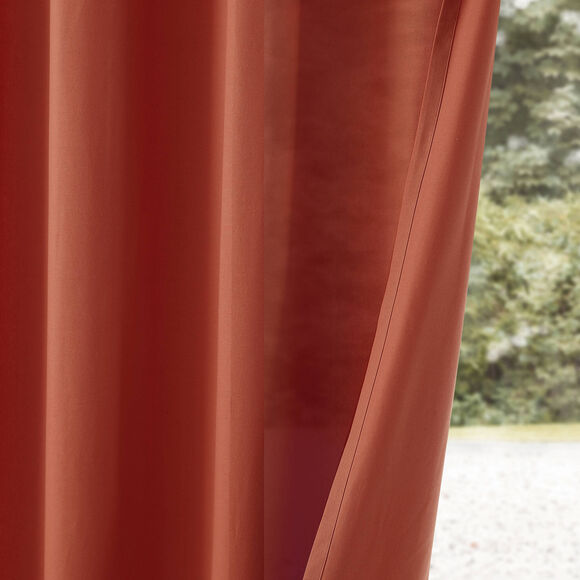 Rideau bachette uni tamisant oeillets (terracotta)