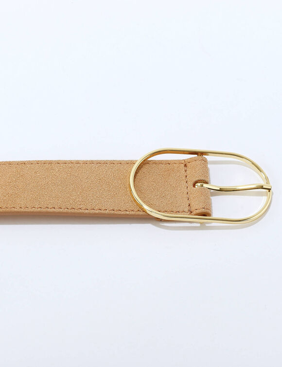 Ceinture boucle coloris dor&eacute;, cro&ucirc;te de cuir (zandkleur)