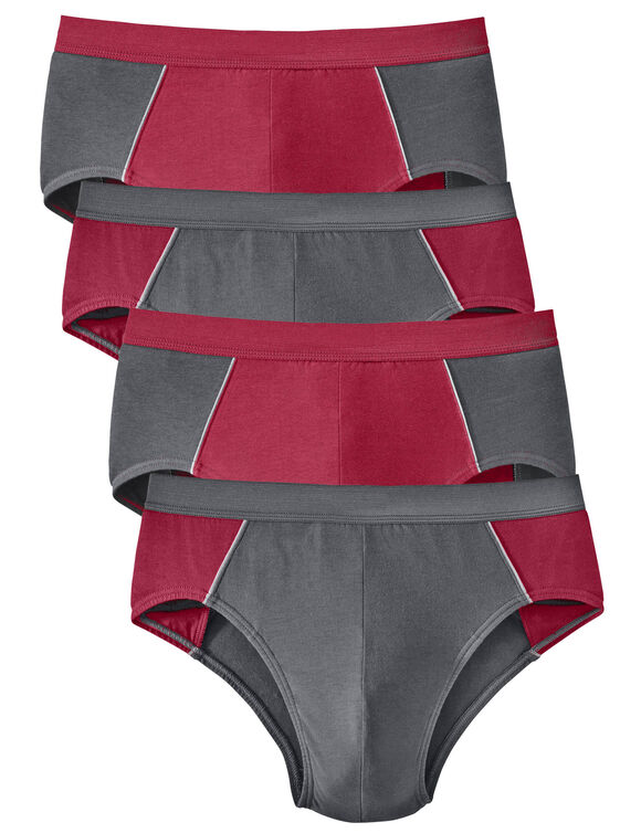 Gesloten slip met hoge taille - set van 4 (rood / grijs)