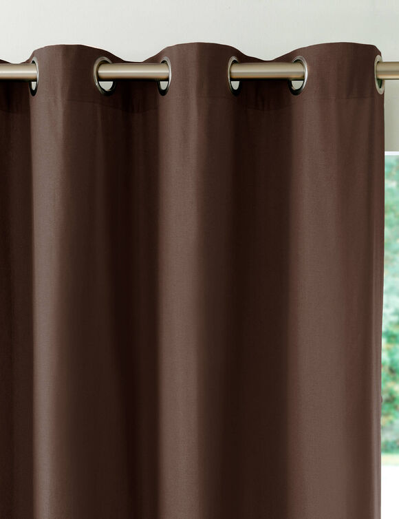 Rideau occultant bachette uni (chocolat)