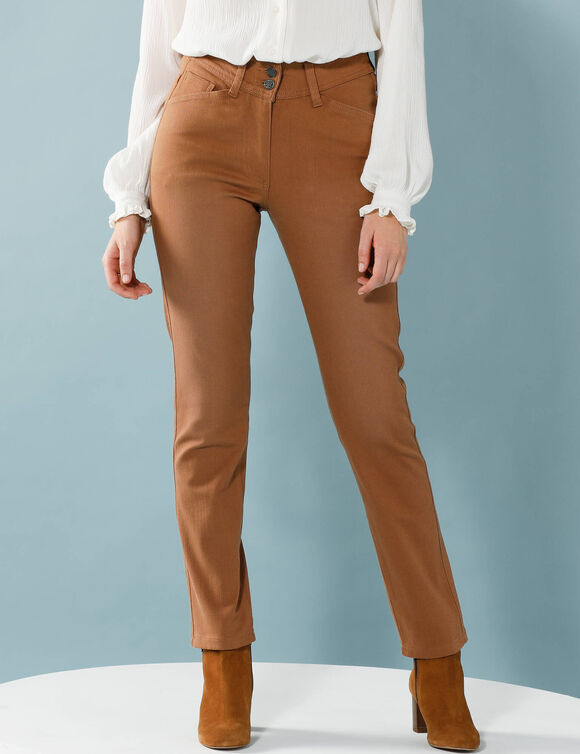 Pantalon droit à découpes, Spécial Petites (noisette)