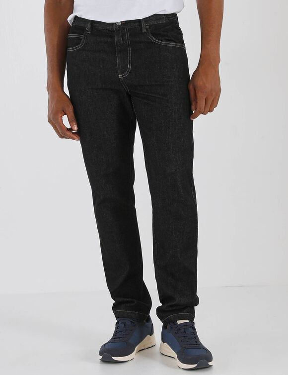 Jean droit ceinture &eacute;lastiqu&eacute;e c&ocirc;t&eacute;s - L28 (black)