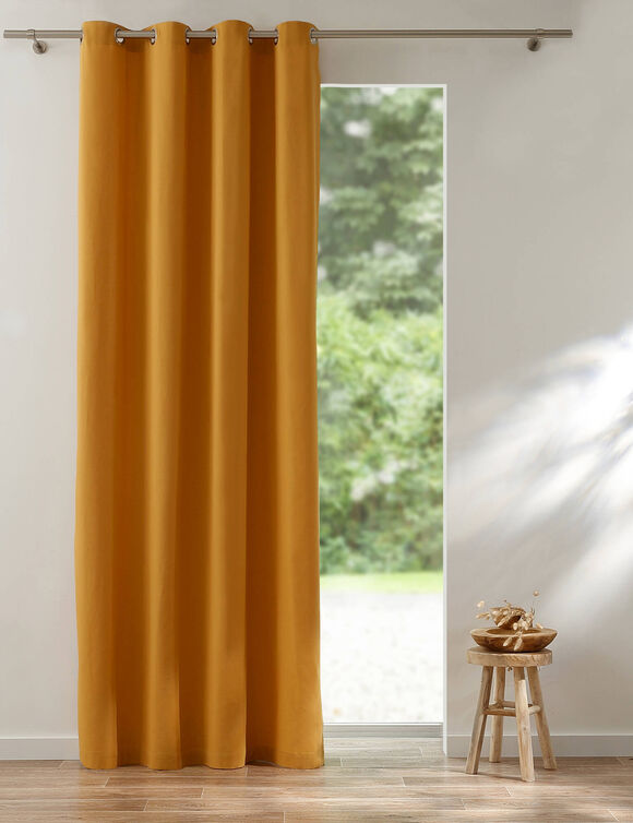 Verduisterend gordijn in effen zeildoekstof (honing)