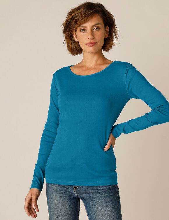 T-shirt manches longues, jersey en coton (gris chin&eacute;)