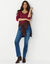 T-shirt col rond manches longues uni (bordeaux)