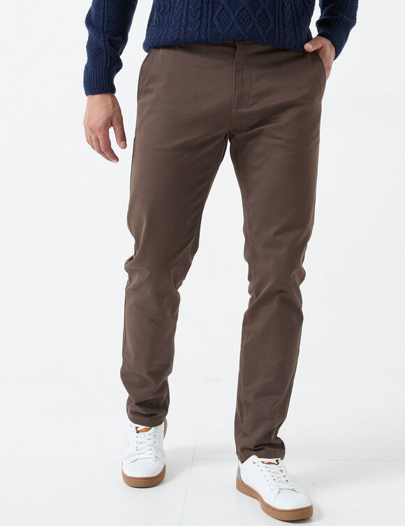 Pantalon chino élastiqué côtés - entrej. 82 cm (marron)