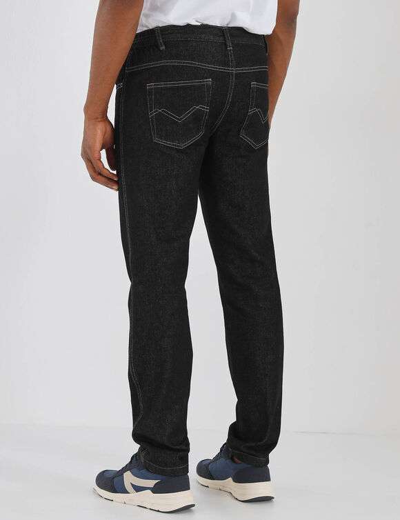 Jean droit ceinture &eacute;lastiqu&eacute;e c&ocirc;t&eacute;s - L28 (black)