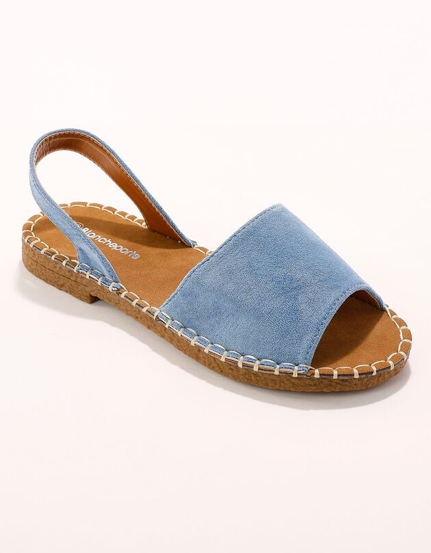 Platte sandalen met open neus (blauw)