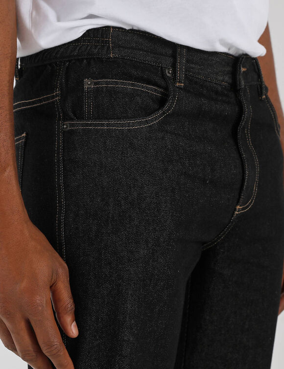 Jean droit ceinture &eacute;lastiqu&eacute;e c&ocirc;t&eacute;s - L28 (black)